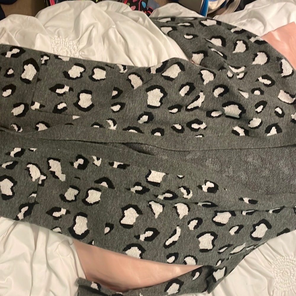gray animal print sweater